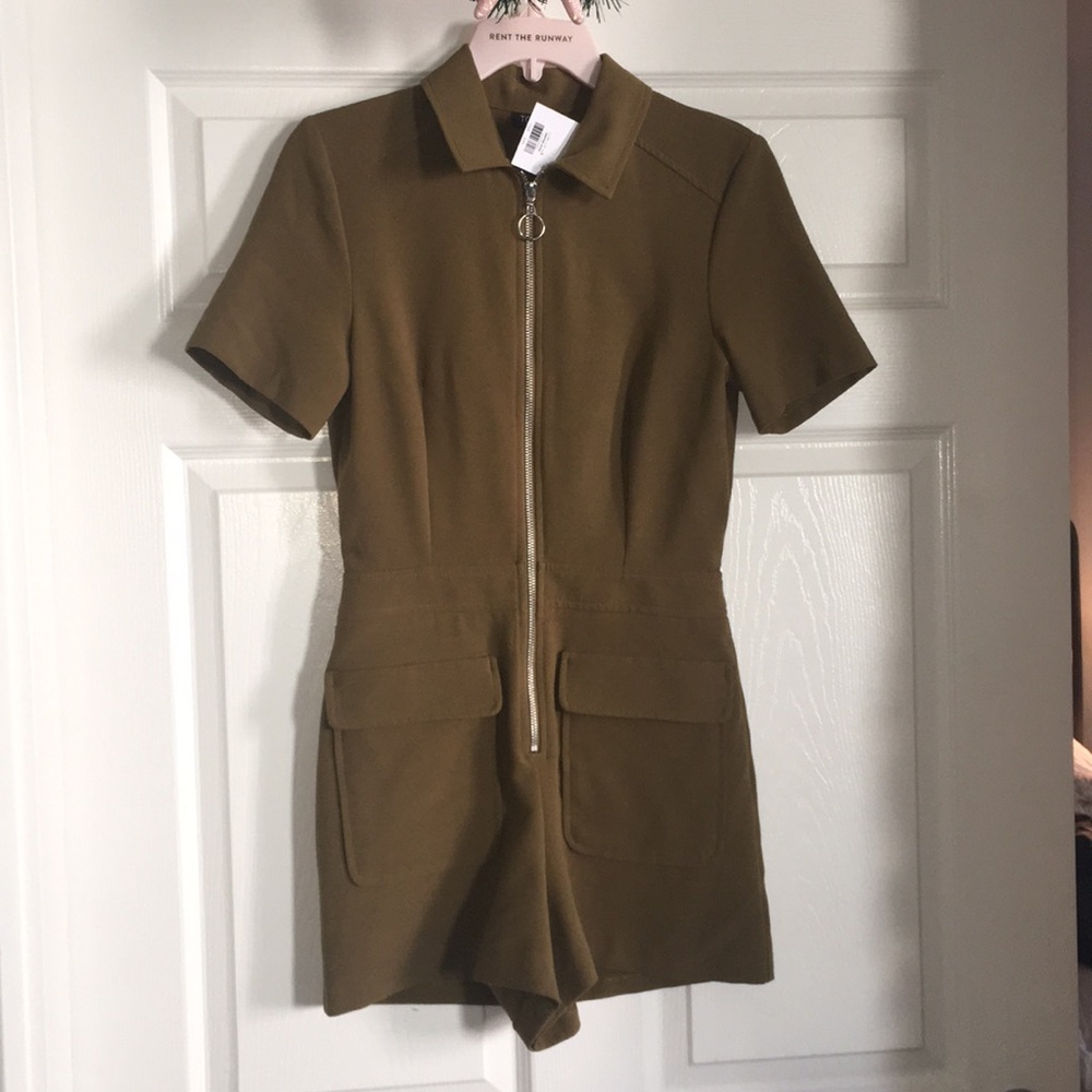 Topshop utility Romper army green size 4
